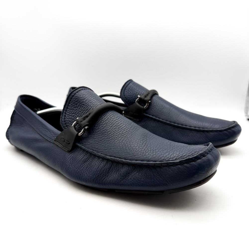 Salvatore Ferragamo Bit Moccasins Loafers Shoes Mens Size 13 D Blue Leather